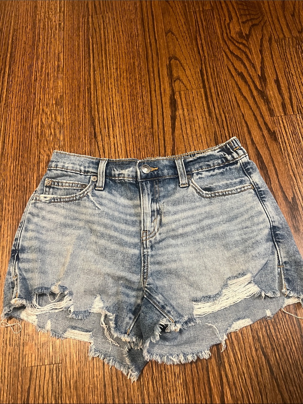Aerie Distressed Light Blue Denim Shorts - Women